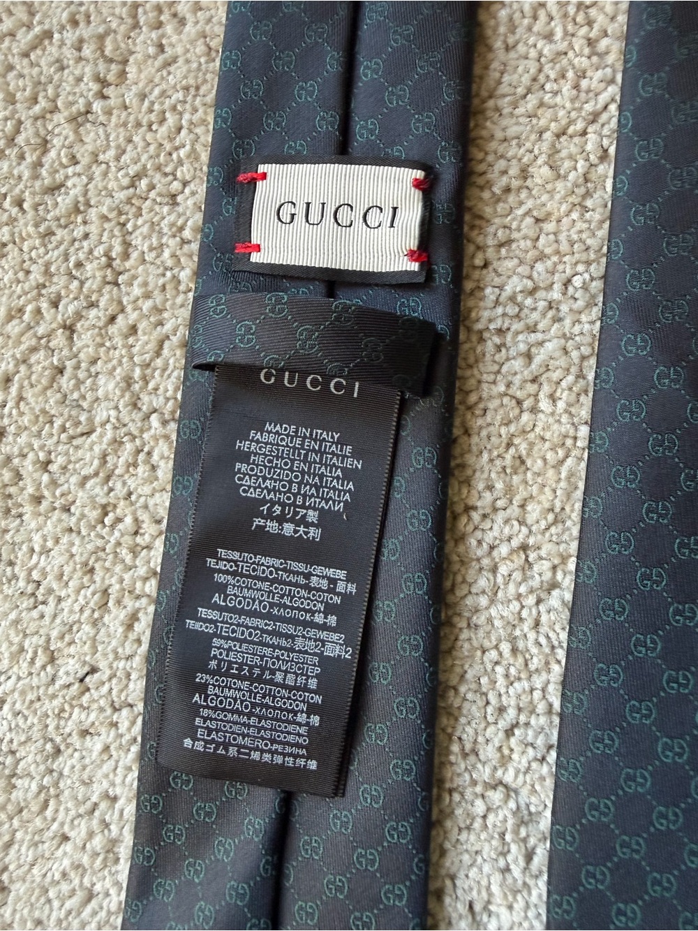 Gucci Men's Navy Patterned  Tie - Classic Formal Accessory - Picture 4 of 6